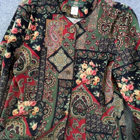 VTG USA ORVIS Women Fine Corduroy Sweater Button Up Size 12 Modal Cotton Paisley - Picture 3 of 13